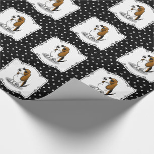 Cool Basset Hound dog and sunglasses (tri-color 1) Wrapping Paper