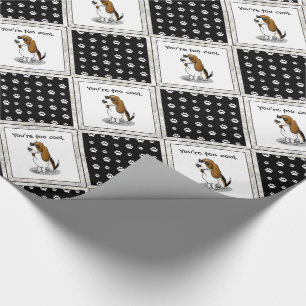 Cool Basset Hound dog and sunglasses (tri-color 1) Wrapping Paper