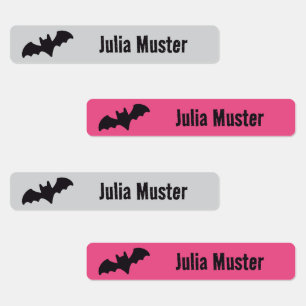 Cool Bats - gray pink   96 narrow Kids' Labels