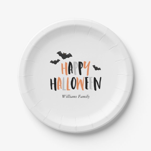 Cool Bats Halloween Party Paper Plates (Front)