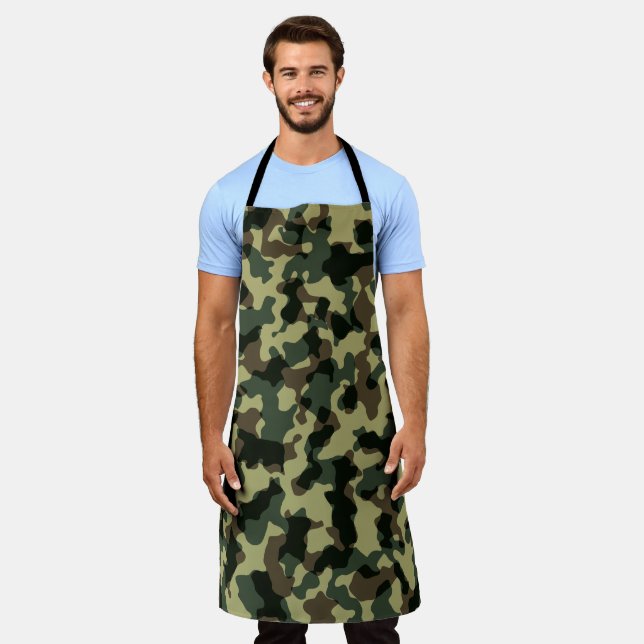 Cool BBQ Lover Griller Dad Mom Camouflage Grill Apron (Worn)
