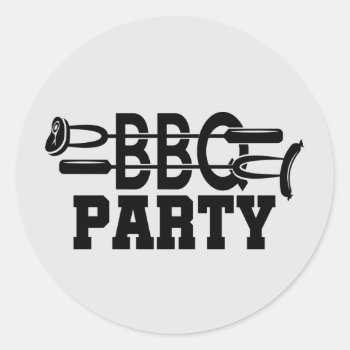 Cool Bbq Party Word Art Classic Round Sticker by DoodlesGifts at Zazzle