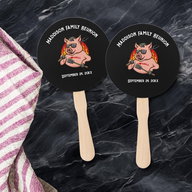 Cool BBQ Themed Family Reunion  Hand Fan (Creator Uploaded)