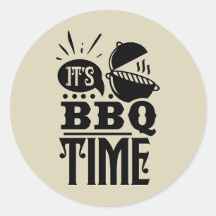 Cool BBQ time word art  Classic Round Sticker