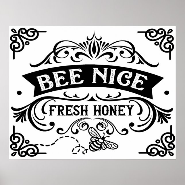 Cool Be Nice Tee, Play on Word Fresh Honey Farm Poster (Front)