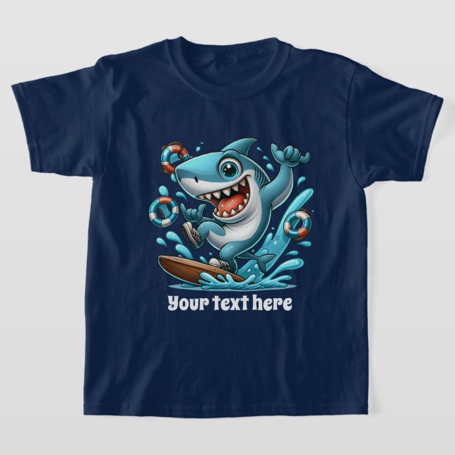 Cool Beach add text unisex kids shark T-Shirt (Laydown)
