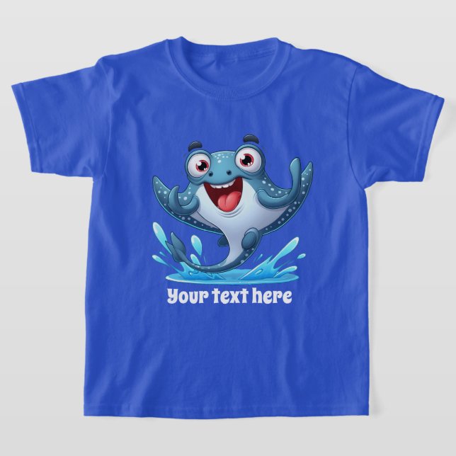 Cool Beach add text unisex kids stingray  T-Shirt (Laydown)