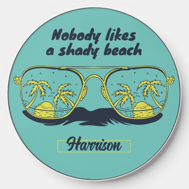 Cool Beach and Sunglasses Summer Vacation Wireless Charger (Front)