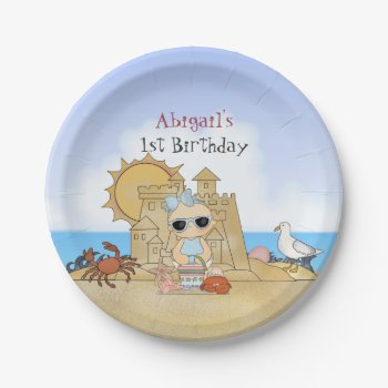 Cool Beach Baby 1st Birthday Plates ~ Girls by TheBeachBum at Zazzle