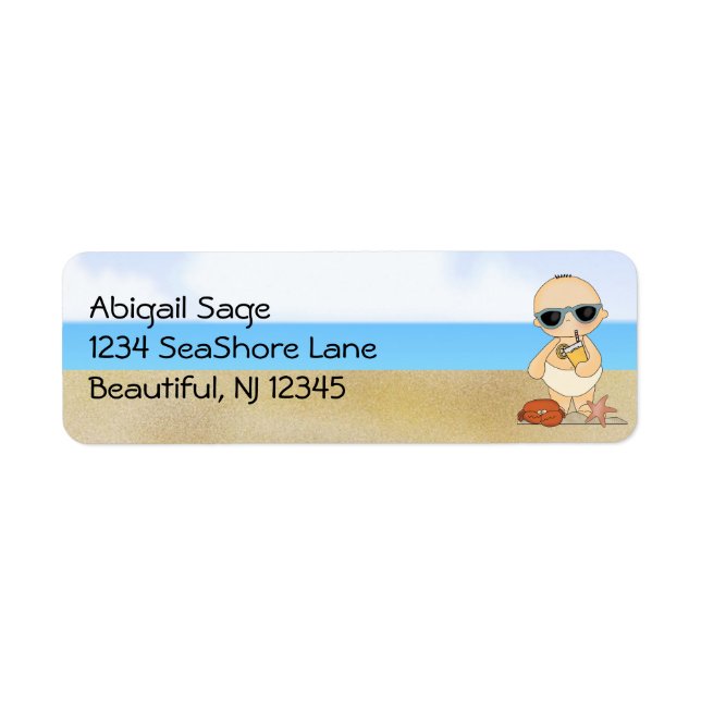 Cool Beach Baby Boy Address Label (Front)