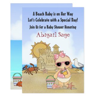 Cool Beach Baby Girls Baby Shower Invitation