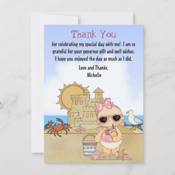 Cool Beach Baby Sandcastle Girls Baby Shower Flat Thank You Card by TheBeachBum at Zazzle