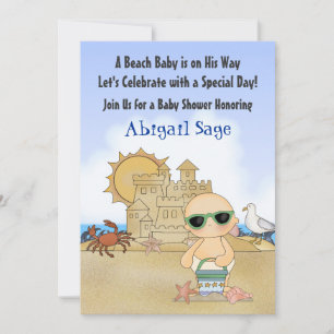 Cool Beach Baby Shower Invitation for Boys