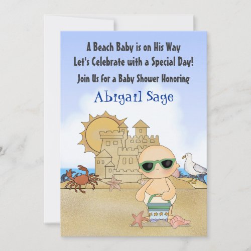 Cool Beach Baby Shower Invitation for Boys