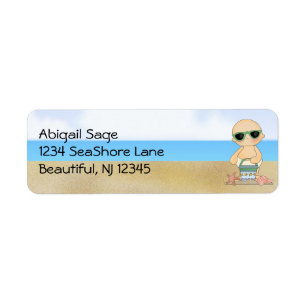 Cool Beach Baby with Sand Bucket Address Label