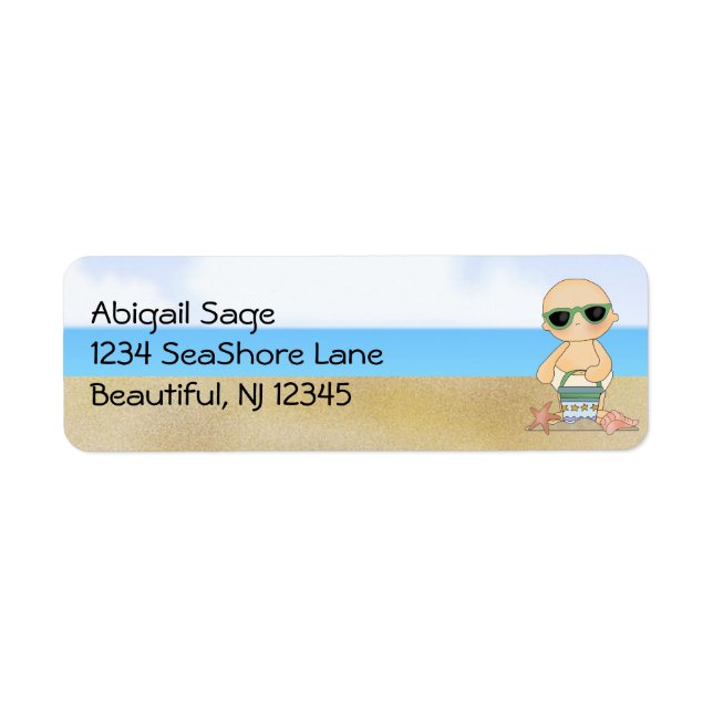 Cool Beach Baby with Sand Bucket Address Label (Front)