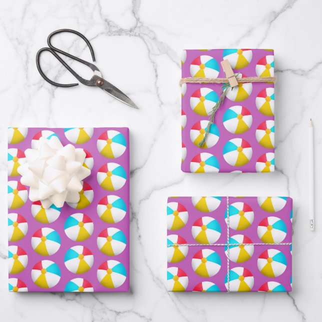 cool beach balls pattern wrapping paper sheets (Front)