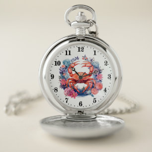 Cool beach crab lovers pocket watch