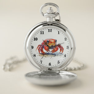 Cool beach crab lovers pocket watch
