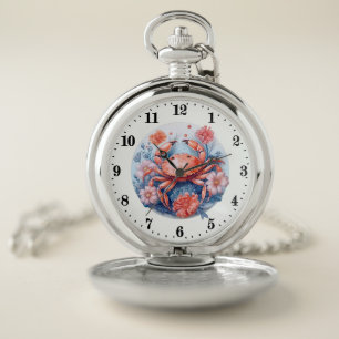 Cool beach crab lovers pocket watch