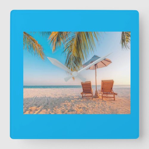 COOL BEACH ENTHUSIASTS CLOCK SQUARE WALL CLOCK