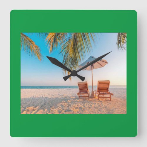 COOL BEACH ENTHUSIASTS CLOCK SQUARE WALL CLOCK