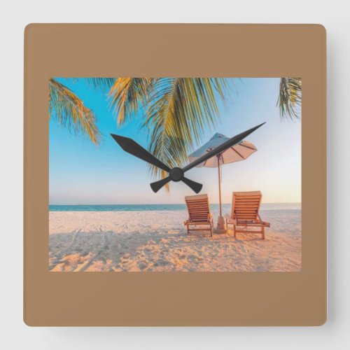 COOL BEACH ENTHUSIASTS CLOCK SQUARE WALL CLOCK