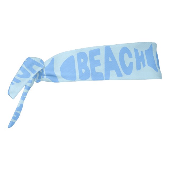 Cool Beach Fish Typography Blue Tie Headband (Rotate 270)