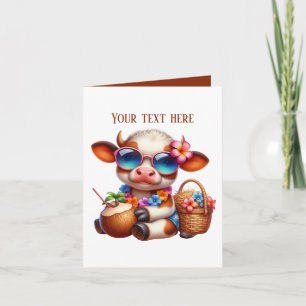 Cool beach highland cow customizable card