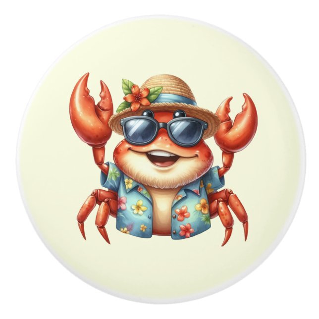 Cool beach house crab lovers  ceramic knob (Front)