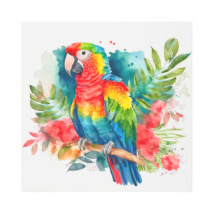 cool beach house parrot lovers metal print