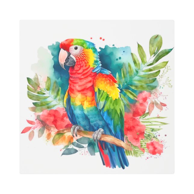 cool beach house parrot lovers metal print (Front)