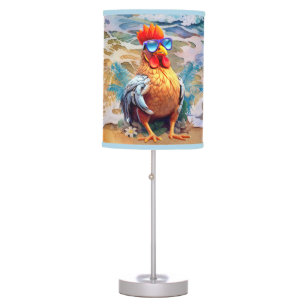 Cool beach house rooster add text table lamp