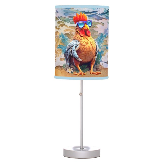 Cool beach house rooster add text  table lamp (Front)