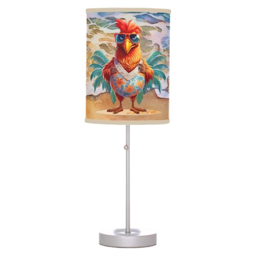 Cool beach house rooster add text  table lamp