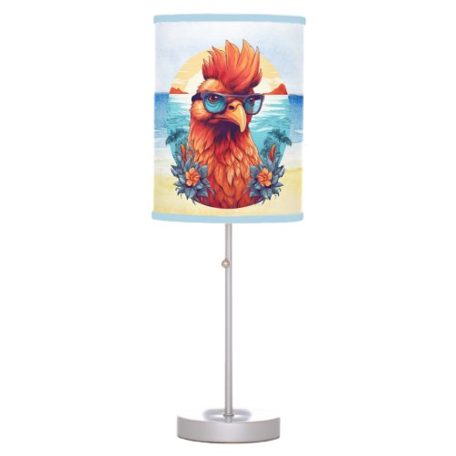 Cool beach house rooster add text  table lamp