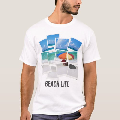 Cool Beach Life Umbrella Photo Frame Collage T_Shirt