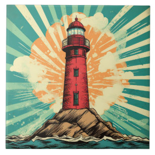Cool beach lighthouse lovers ceramic tile