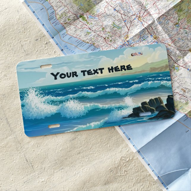 cool beach lovers add text license plate (In Situ)