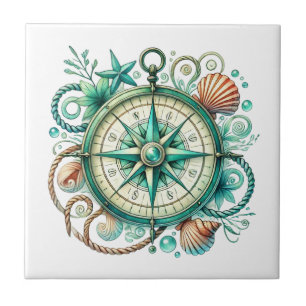 Cool beach lovers  compass  ceramic tile