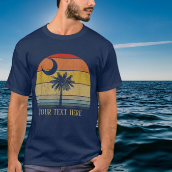 Cool Beach Palm Tree Add Text T-shirt by DoodlesGifts at Zazzle