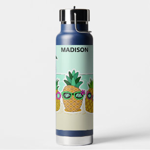 Cool Beach Pineapples custom name Water Bottle