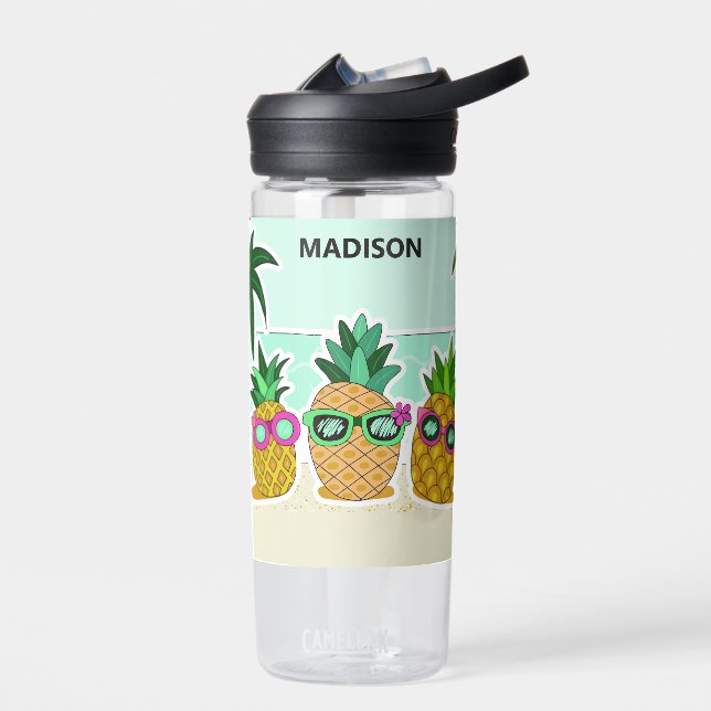 Cool Beach Pineapples custom name Water Bottle (Left)