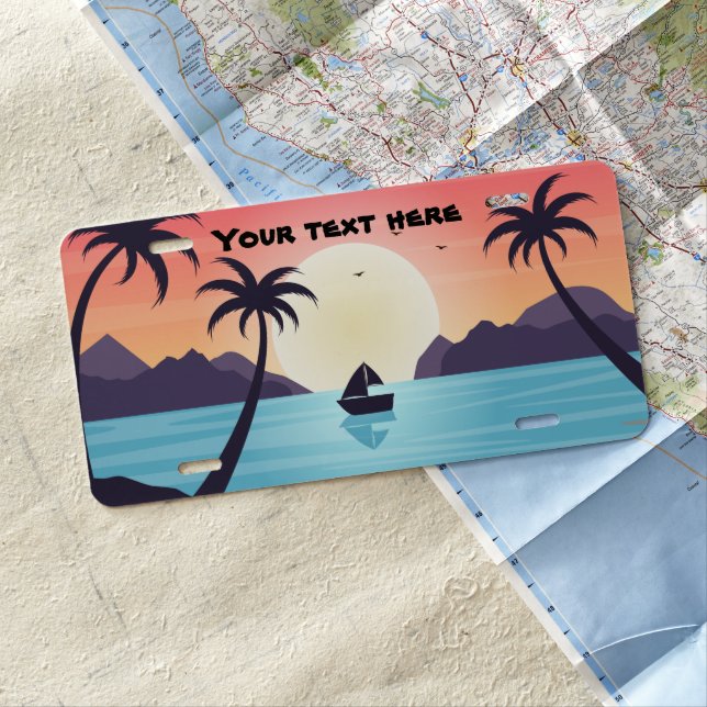 cool beach sailboat add text license plate (In Situ)
