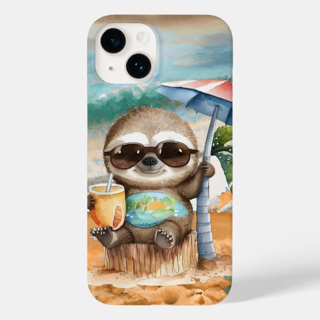 cool beach sloth lovers Case-Mate iPhone case (Back)