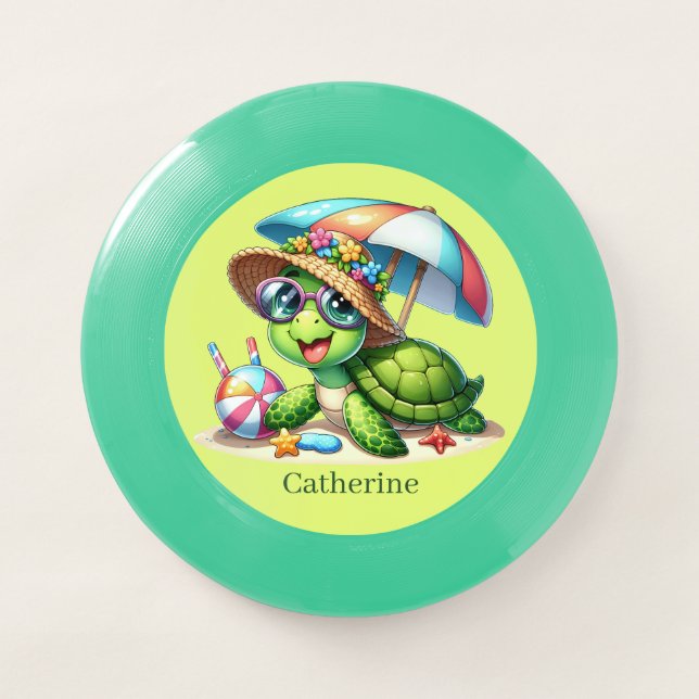 Cool beach Turtle add name  Wham-O Frisbee (Front)