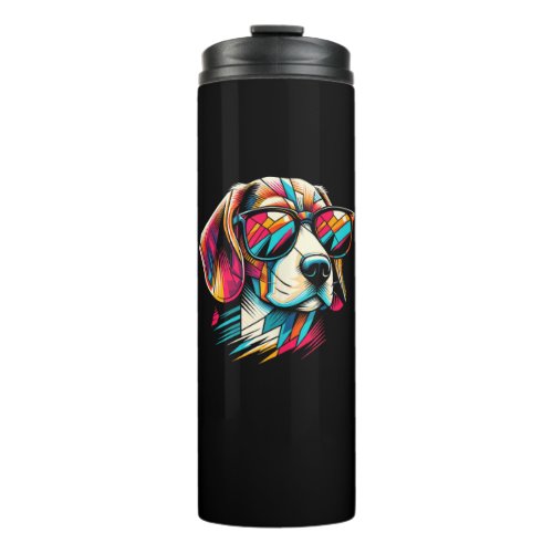 Cool Beagle Dog In Abstract Art Style Dog Mom Dad  Thermal Tumbler