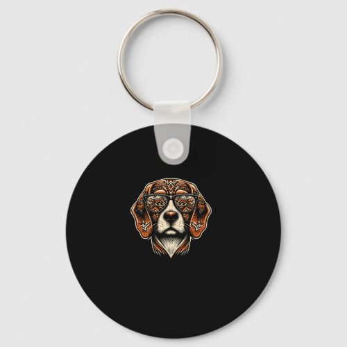 Cool Beagle Dog In Tribal Art Style Dog Mom Dad   Keychain