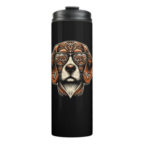 Cool Beagle Dog In Tribal Art Style Dog Mom Dad   Thermal Tumbler