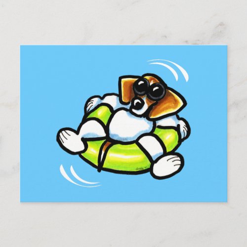 Cool Beagle Pool Float Off_Leash Art Postcard